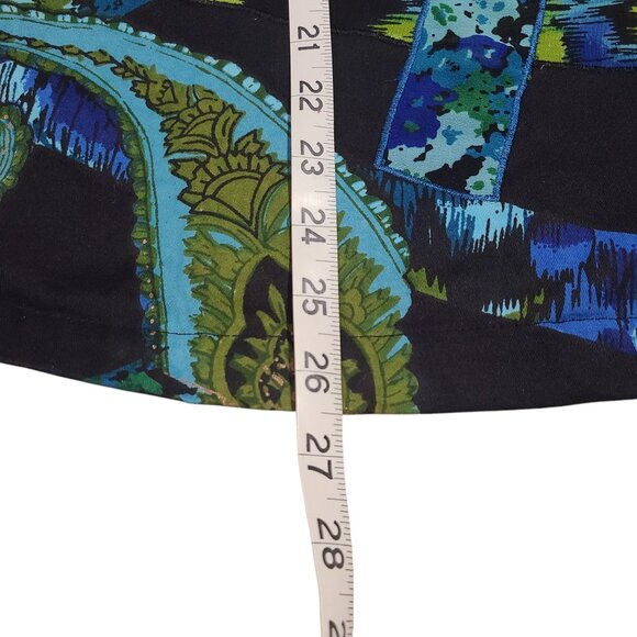 Life Style Woman Black Teal Green Gold Paisley Printed Jacket 1X - Picture 16 of 16